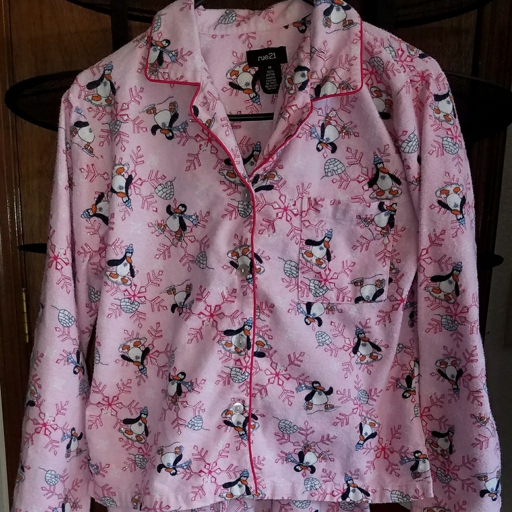 Pink penguin pajama set